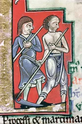 Mähen, aus dem Hunterian Psalter, ca. 1170 (Detail)