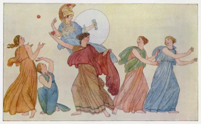 Nausikaa wirft den Ball (Farblithografie)