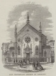 Neue protestantische Kirche in Livorno (Stich)