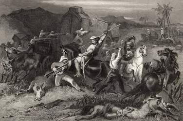 Nächtlicher Ausfall und Angriff auf Gepäckwagen, aus 