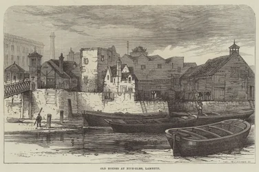 Alte Häuser in Nine-Elms, Lambeth (Gravur)