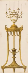 Originalentwurf für ein Stativ und eine Vase für Kerzen, aus "Works in Architecture", von Robert und J. Adam, 1773