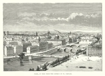 Paris, gesehen von der Kirche St. Gervais (Gravur)