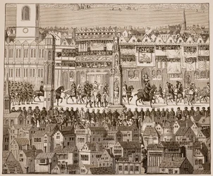 Teil des Krönungszuges Eduards VI., 1547, nach einem Aquarell aus dem 16. Jahrhundert