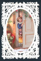 Um die Ecke schauend, Neujahrskarte