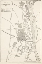 Plan von Cawnpore 1857, aus Cassells Illustrierter Geschichte Englands