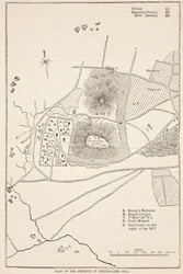 Plan der Verteidigung des Seetabuldee-Hügels, Illustration aus Cassells Illustrierter Geschichte Indiens von James Grant, veröffentlicht 1879