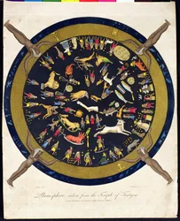 Planisphäre aus dem Tempel von Tentyra, graviert von J. Chapman, veröffentlicht von J. Wilkes 1804