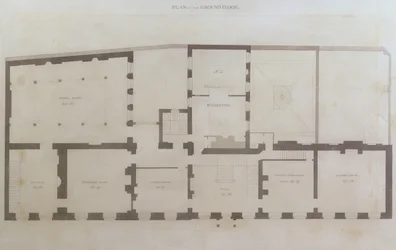 Pläne des Erdgeschosses der 21 Albemarle Street nach den ersten Änderungen am Haus nach dem Erwerb durch die Royal Institution, um 1800