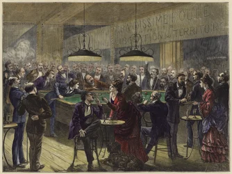 Billardspielen in einem Pariser Café zugunsten des Territorial Liberation Fund