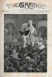 Papst Leo XIII. (Leon XIII) Das bischöfliche Jubiläum des Papstes, Seine Heiligkeit spricht den Segen nach der Jubiläumsmesse in St. Peter, Rom - Illustration für The Graphic, 4. März 1893.
