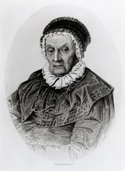 Porträt von Caroline Herschel (1750-1848) im Alter von 92 Jahren, graviert von Joseph Brown