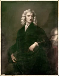 Porträt von Isaac Newton (1642 - 1727), Philosoph und Mathematiker. Anonymes englisches Gemälde