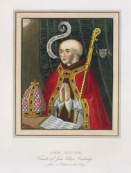 Porträt von John Alcock (ca. 1430-1500), Gründer des Jesus College, Cambridge, aus The History of Cambridge, veröffentlicht von R. Ackermann, 1815