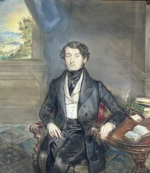 Porträt eines Gentlemans in einem Interieur, ca. 1830