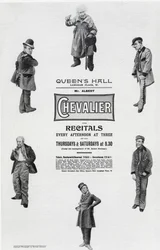 Plakat zur Werbung für Albert Chevaliers Rezital in der Queen