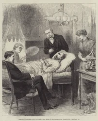 Präsident Garfield, verwundet in seinem Zimmer im Weißen Haus, Washington