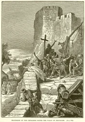 Prozession der Kreuzfahrer um die Mauern von Jerusalem