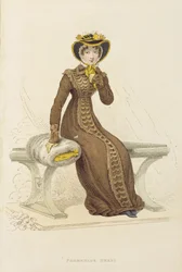 Promenadenkleid, Modeplatte aus Ackermanns Repository of Arts