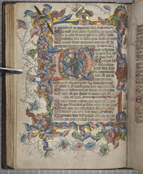 Psalter mit Sarum-Kalender, Fol 40 verso, ca. 1425-75 (Tinte, Farbe & Gold auf Pergament)