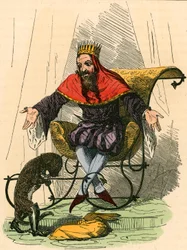 Der gestiefelte Kater präsentiert dem König das Kaninchen