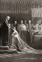Königin Victoria (1819-1901) empfängt nach ihrer Krönung das heilige Sakrament
