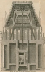 Das Heben der großen Glocke für den Westminster Clock Tower, London