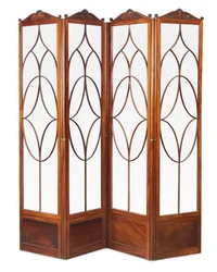 Regency vierteiliger Paravent mit Blattkronen, ca. 1815