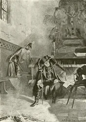 Zurückgewiesen bei Torgau - Friedrich wartet auf den Morgen (Gravur)