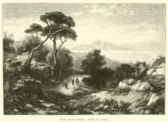 Straße bei Massa, Blick auf Capri