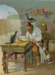 Robinson Crusoe zu Hause im Schloss