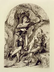 Rosalind und Touchstone, Akt III Szene 2, in Wie es euch gefällt, von William Shakespeare (1564-1616)