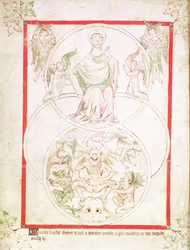 Der Fall Luzifers, aus dem Queen Mary Psalter, ca. 1310-20