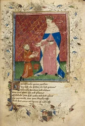 Präsentationsszene mit Thomas Hoccleve, der sein Buch Heinrich V. überreicht