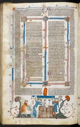 Royal MS 10 IV f.297v Baden eines Pestopfers und Randdekoration, Illustration aus 