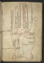 Royal MS 12 C XII f.107r Hände lesen, in einer mittelalterlichen Sammlung