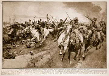 Russische Kosaken greifen die deutschen Totenkopfhusaren an, 1914-19