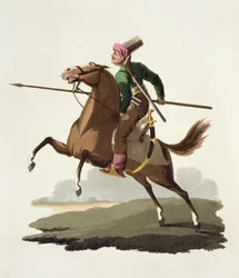 Saphir, aus Kostüme der verschiedenen Nationen, Band VII, Die Militäruniform der Türkei, von Thomas MacLean, veröffentlicht ca. 1800-18