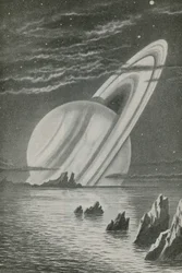 Saturn wie eine untergehende Sonne