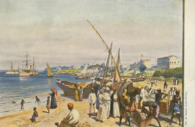 Schiff am Strand, Dar es Salaam, Tansania