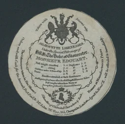 Silhouette-Likenesses, Monsieur Edouart, co 155 Cheapside, London, Visitenkarte