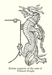 Unheimlicher Unterstützer der Waffen von Viscount Gough (Gravur)