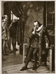 Sir Francis Bacon wartet auf eine Audienz bei Buckingham, Illustration aus Cassells Illustrierter Geschichte Englands