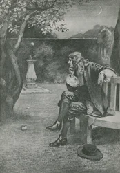 Sir Isaac Newton sieht einen Apfel fallen