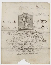 Schnupftabakmacher, John Hardham, Visitenkarte