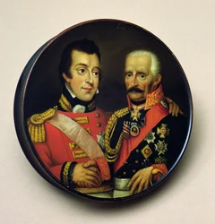 Schnupftabakdose mit Porträts von Arthur Wellesley (1769-1852) Herzog von Wellington und Gebbard Leberecht (1742-1819) Feldmarschall, Prinz von Blücher