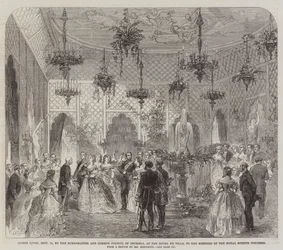 Soiree am 24. September, gegeben vom Bürgermeister und Stadtrat von Brüssel im Hotel de Ville für die Mitglieder des Sozialwissenschaftlichen Kongresses (Stich)