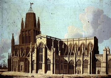 Südostansicht der St. Mary Redcliffe Kirche in Bristol, ca. 1800