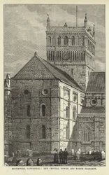 Southwell Kathedrale, der zentrale Turm und das nördliche Querschiff