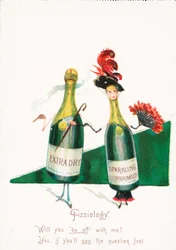 Sekt, wahrscheinlich Weihnachtskarte